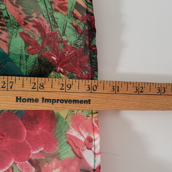 Chico's 3/4 Sleeve Top Semi Sheer Floral Print with Front Tie Waist Detail - Picture 6 of 12